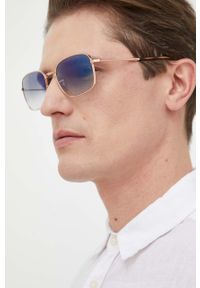 Ray-Ban okulary przeciwsłoneczne kolor beżowy. Kształt: owalne. Kolor: beżowy #5