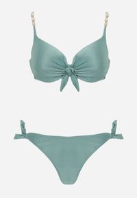 Born2be - Jasnozielone Bikini Biustonosz z Koralikami i Kokardą i Wiązane Figi Kąpielowe Raicine. Kolekcja: plus size. Kolor: zielony. Długość: długie #2