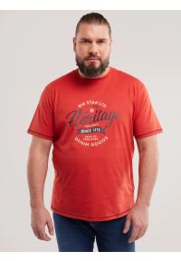 Big-Star - Koszulka męska z nadrukiem czerwona Jaman 704. Okazja: na co dzień. Kolor: czerwony. Materiał: bawełna. Wzór: nadruk. Styl: casual, klasyczny, retro #6