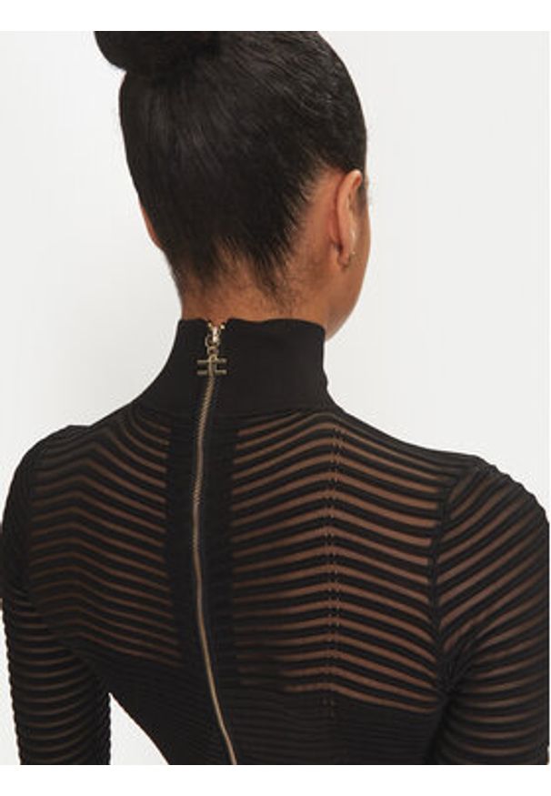 Elisabetta Franchi Sukienka codzienna AM-02B-46E2-V400 Czarny Slim Fit. Okazja: na co dzień. Kolor: czarny. Materiał: syntetyk. Typ sukienki: proste. Styl: casual