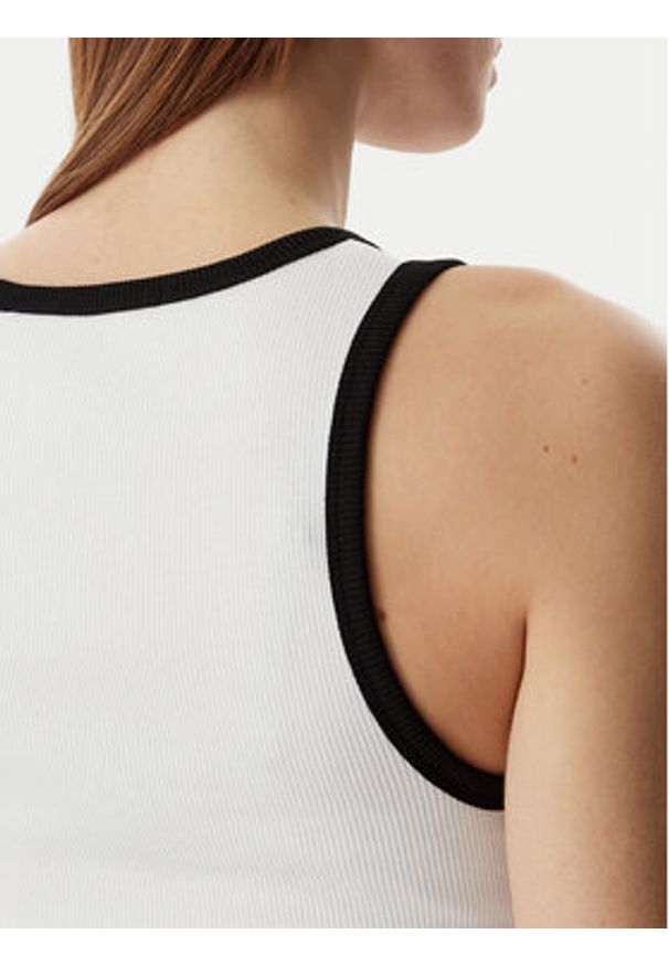 Karl Lagerfeld - KARL LAGERFELD Top B2W17003 Biały Slim Fit. Typ kołnierza: dekolt w karo. Kolor: biały. Materiał: bawełna