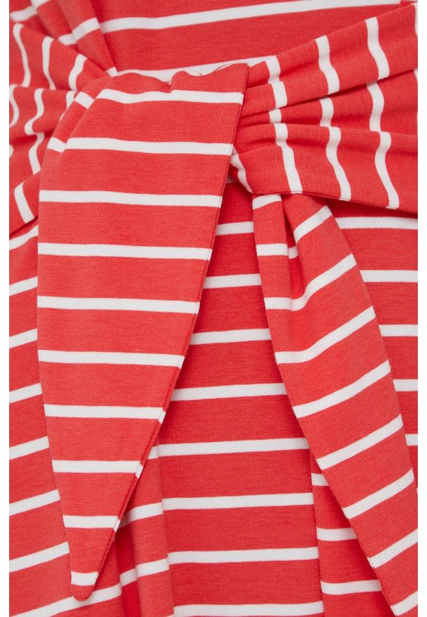 Lauren Ralph Lauren sukienka kolor pomarańczowy mini rozkloszowana. Kolor: pomarańczowy. Materiał: dzianina. Długość rękawa: krótki rękaw. Typ sukienki: rozkloszowane. Długość: mini