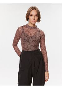 Vila Bluzka 14088372 Beżowy Slim Fit. Kolor: beżowy. Materiał: syntetyk