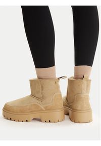 TOMMY HILFIGER - Tommy Hilfiger Śniegowce Real Shearling Pullon FW0FW08997 Beżowy. Kolor: beżowy. Materiał: skóra, zamsz #7