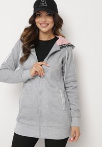 Born2be - Szara Bluza z Kapturem o Dłuższym Fasonie Lindira. Typ kołnierza: kaptur. Kolor: szary. Materiał: dzianina. Długość: długie