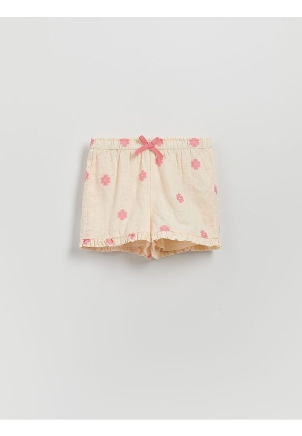 Reserved - Bawełniane szorty - złamana biel. Materiał: bawełna