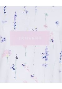 Ermanno Firenze - ERMANNO FIRENZE - Biały t-shirt z kwiatowym printem i logo. Okazja: na co dzień. Kolor: biały. Materiał: jeans, bawełna. Wzór: kwiaty, nadruk. Sezon: lato. Styl: klasyczny, casual #3