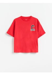 Reserved - Bawełniany t-shirt - czerwony. Kolor: czerwony. Materiał: bawełna