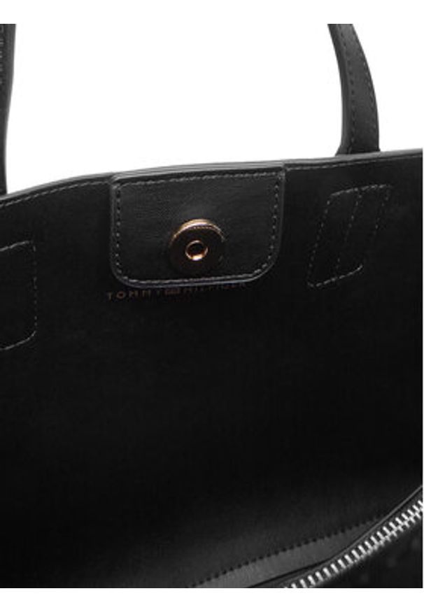 TOMMY HILFIGER - Tommy Hilfiger Torebka Th Distinct Mini Tote AW0AW17459 Czarny. Kolor: czarny. Materiał: skórzane