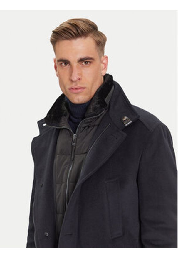 JOOP! Płaszcz wełniany 17 JO-48Gary 30048807 Granatowy Regular Fit. Kolor: niebieski. Materiał: wełna