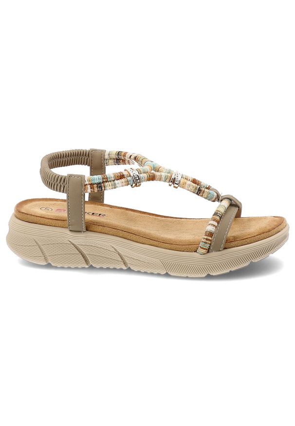 Sandały damskie Artiker, cholewka ze skóry ekologicznej cienkie paski z przodu elastyczny pasek na pięcie plecione detale, beżowe, 58C0009. Zapięcie: pasek. Kolor: beżowy. Materiał: skóra ekologiczna. Wzór: paski. Sezon: lato