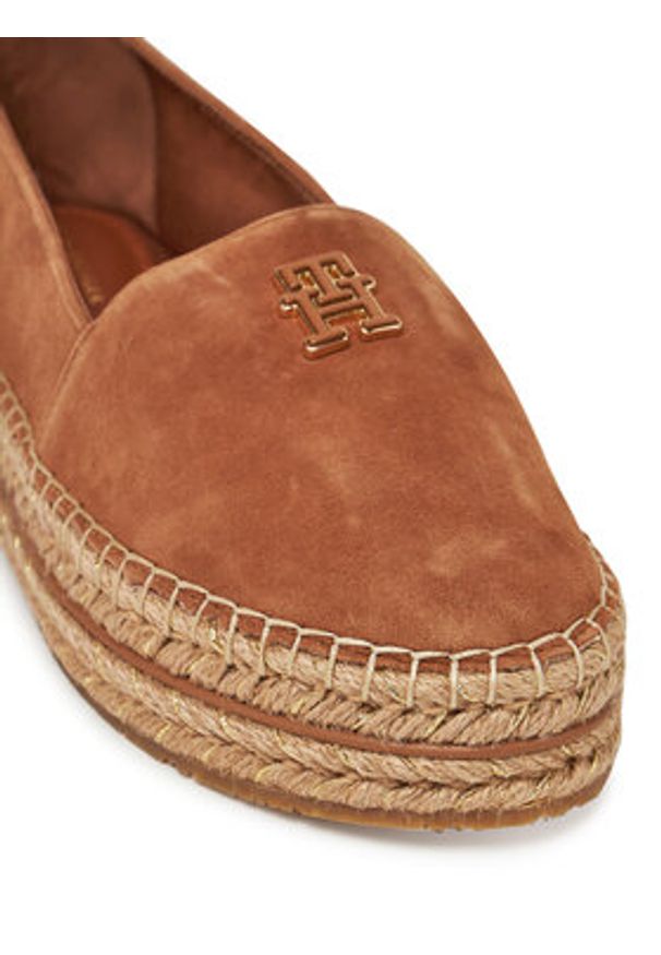 TOMMY HILFIGER - Tommy Hilfiger Espadryle Suede Platform Espadrille FW0FW08586 Brązowy. Kolor: brązowy. Materiał: skóra, zamsz. Obcas: na platformie