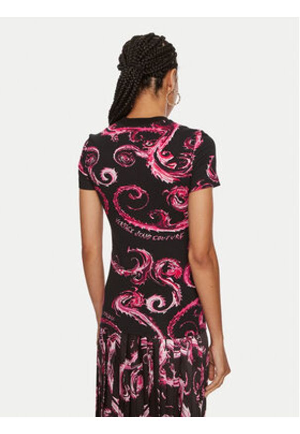 Versace Jeans Couture T-Shirt 77HAH608 JS409 Czarny Slim Fit. Kolor: czarny. Materiał: bawełna