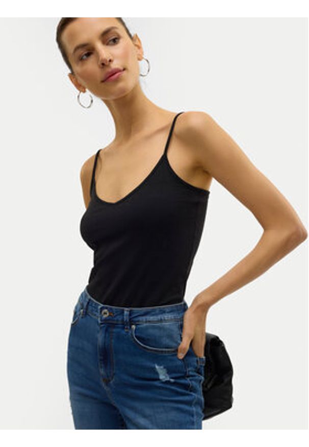 Vero Moda Top My Soft 10152911 Czarny Regular Fit. Kolor: czarny. Materiał: bawełna