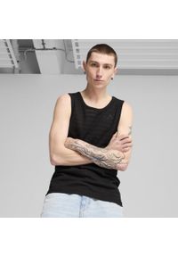 Puma - Męska koszulka na ramiączkach Essentials Elevated Structured PUMA Black. Kolor: czarny. Materiał: materiał. Długość rękawa: na ramiączkach. Wzór: haft. Sport: bieganie