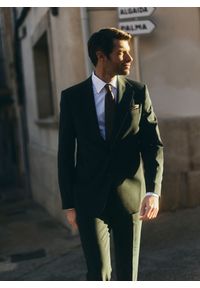 Pako Lorente - PAKO LORENTE – Wełniana marynarka garniturowa w kolorze zielonym. Okazja: na spotkanie biznesowe. Kolor: zielony. Materiał: wełna. Wzór: gładki. Styl: biznesowy #7