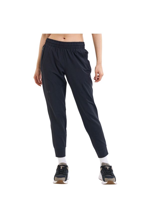 Spodnie sportowe damskie Under Armour Unstoppable Jogger. Kolor: czarny. Materiał: dresówka. Sport: bieganie