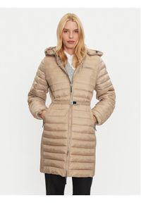Calvin Klein Płaszcz zimowy K20K208011 Beżowy Slim Fit. Kolor: beżowy. Materiał: syntetyk. Sezon: zima