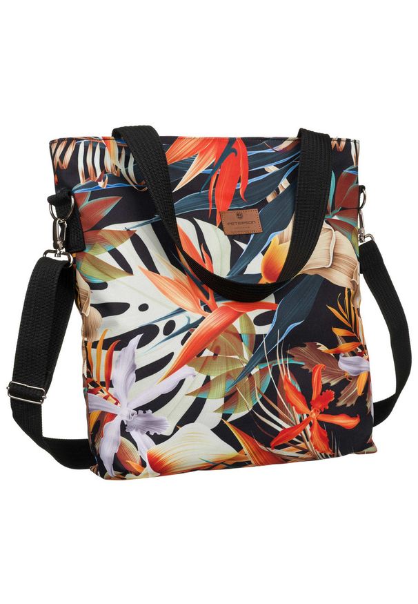 Shopperka pomarańczowa print Peterson [DH] PTN TK-01-5137. Kolor: pomarańczowy. Wzór: nadruk