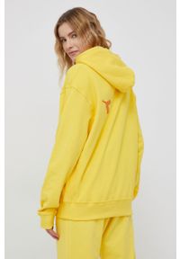 Diadora bluza bawełniana kolor żółty z kapturem z nadrukiem. Typ kołnierza: kaptur. Kolor: żółty. Materiał: bawełna. Wzór: nadruk #10