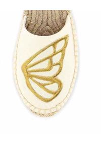 SOPHIA WEBSTER - Beżowe espadryle z motylem. Nosek buta: okrągły. Kolor: beżowy. Szerokość cholewki: normalna. Wzór: haft