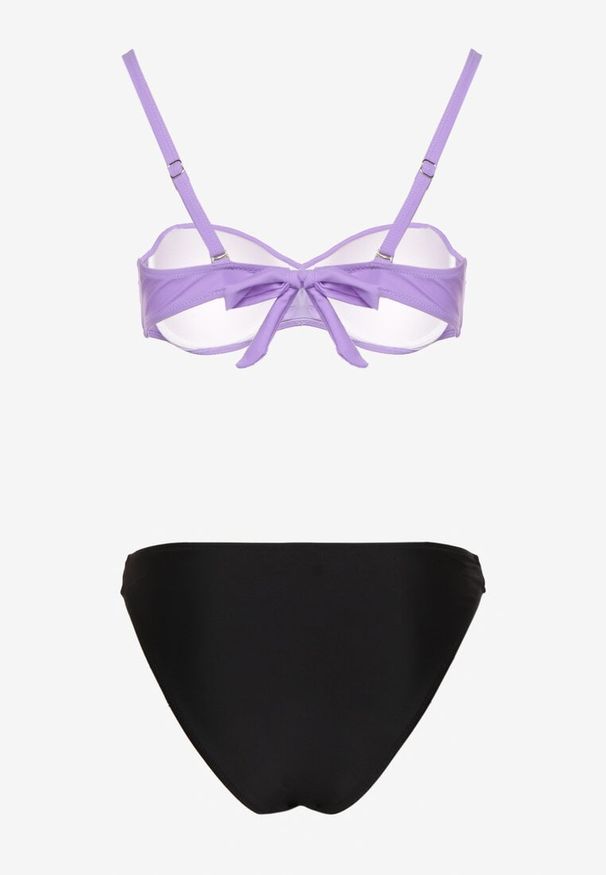 Born2be - Fioletowe Bikini Biustonosz z Marszczeniem i Majtki Typu Figi Sepeneva. Kolor: fioletowy