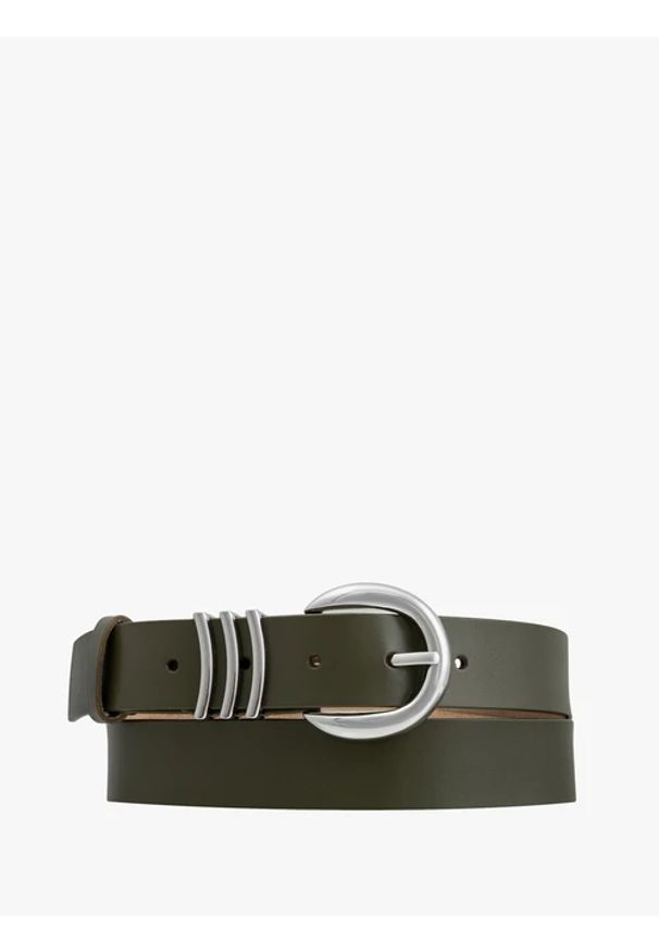 Ryłko - Zielony pasek ze skóry licowej. Kolor: zielony. Materiał: skóra. Wzór: aplikacja