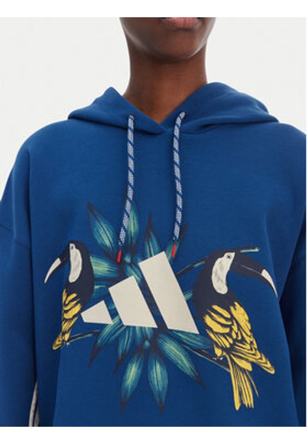 Adidas - adidas Bluza Farm Rio KS2104 Granatowy Loose Fit. Kolor: niebieski. Materiał: bawełna