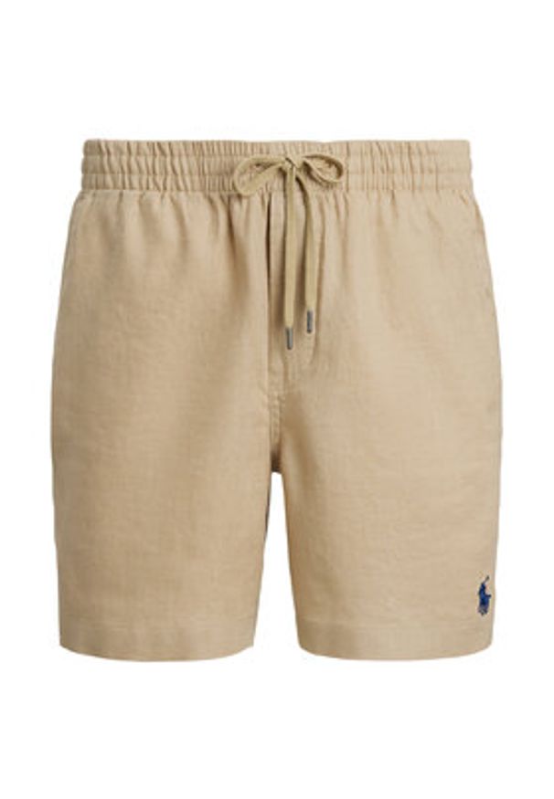 Polo Ralph Lauren Szorty materiałowe 710958586002 Beżowy Classic Fit. Kolor: beżowy. Materiał: len