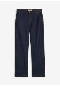bonprix - Dżinsy z szerokimi nogawkami, mid waist. Kolor: niebieski. Styl: elegancki