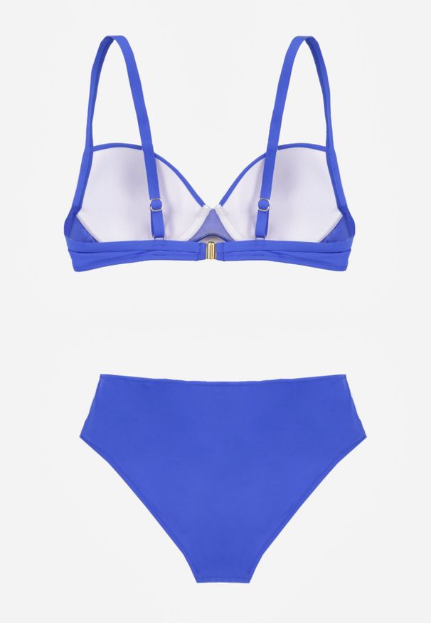 Born2be - Niebieskie Bikini z Marszczonym Biustonoszem i Majtkami z Wysokim Stanem Aereida. Stan: podwyższony. Kolekcja: plus size. Kolor: niebieski