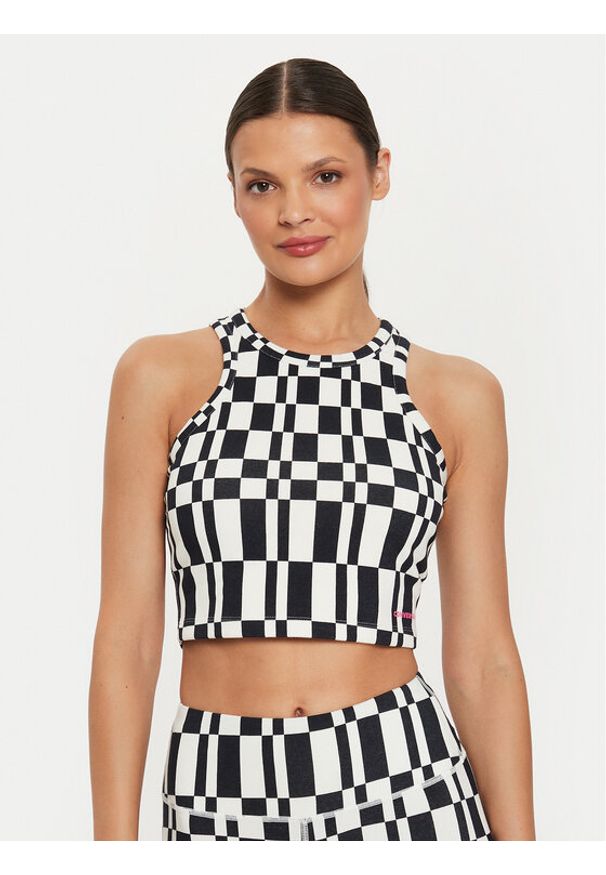 Converse Top W Wordmark Aop Tank Top 10026989-A01 Kolorowy Skinny Fit. Materiał: bawełna, syntetyk. Wzór: kolorowy