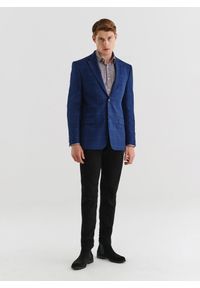 Pako Lorente - PAKO LORENTE – Granatowa marynarka casualowa w kratę. Okazja: na co dzień. Kolor: niebieski. Materiał: bawełna, poliester, wełna. Styl: casual #4