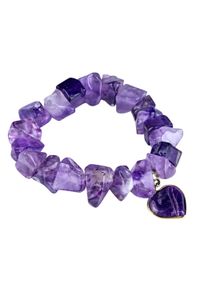 Samba Gems - SAMBA Bransoletka ametyst serce. Materiał: pozłacane, złote, z mosiądzu, metalowe. Wzór: geometria. Kamień szlachetny: ametyst #1