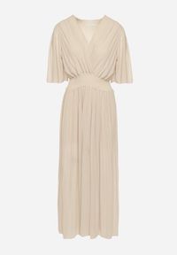 Born2be - Beżowy Plisowany Kombinezon o Kopertowym Kroju z Gumką w Talii Ameddie. Okazja: na co dzień. Kolor: beżowy. Styl: casual, elegancki #6