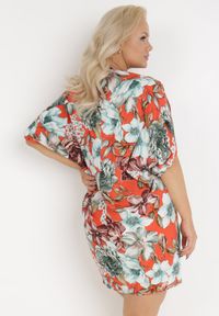 Born2be - Pomarańczowa Sukienka z Wiskozy Irima. Kolor: pomarańczowy. Materiał: wiskoza. Długość rękawa: krótki rękaw. Wzór: aplikacja, kwiaty. Sezon: lato. Długość: mini #5