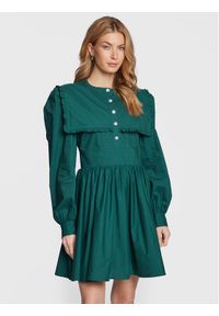 Custommade Sukienka codzienna Lora 999369446 Zielony Regular Fit. Okazja: na co dzień. Kolor: zielony. Materiał: bawełna. Typ sukienki: proste. Styl: casual #1