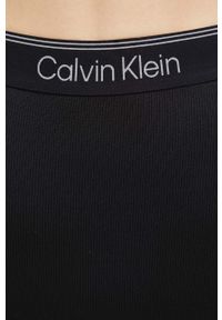 Calvin Klein Performance legginsy treningowe CK Athletic kolor czarny gładkie. Stan: podwyższony. Kolor: czarny. Materiał: skóra. Wzór: gładki #4