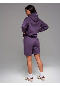 Ombre Clothing - Dresowe szorty unisex ze ściągaczem w pasie – fioletowe V13 - Rozmiar: XS/S. Kolor: fioletowy. Materiał: dresówka. Wzór: aplikacja. Styl: sportowy #6