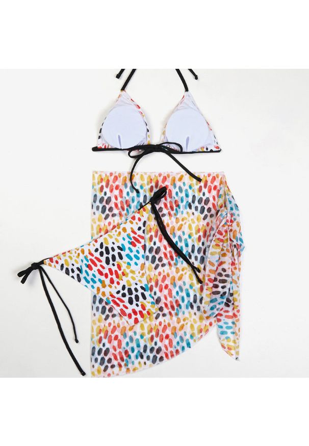 Intica - Bikini z pareo na plażę i basen Constanse. Kolor: wielokolorowy. Materiał: materiał