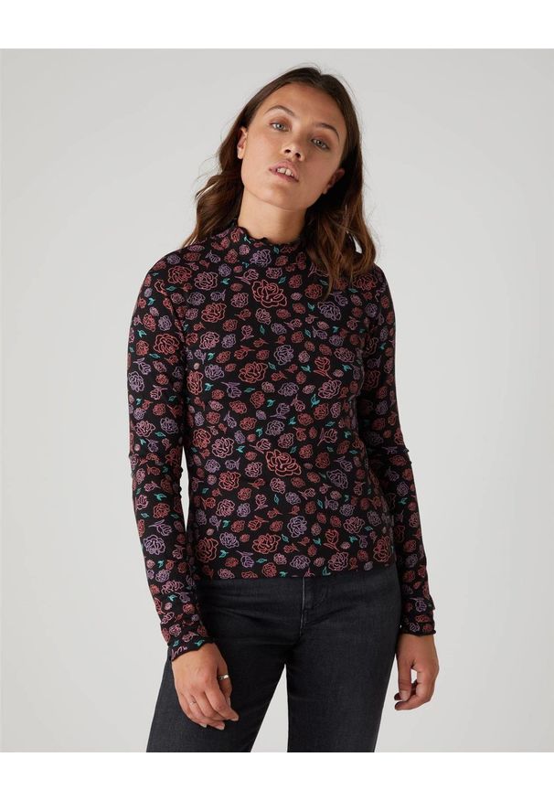 Wrangler - DAMSKI LONGSLEEVE WRANGLER LONG SLEEVE HIGH NEC NEON FLORAL W7R6FTP29. Długość rękawa: długi rękaw