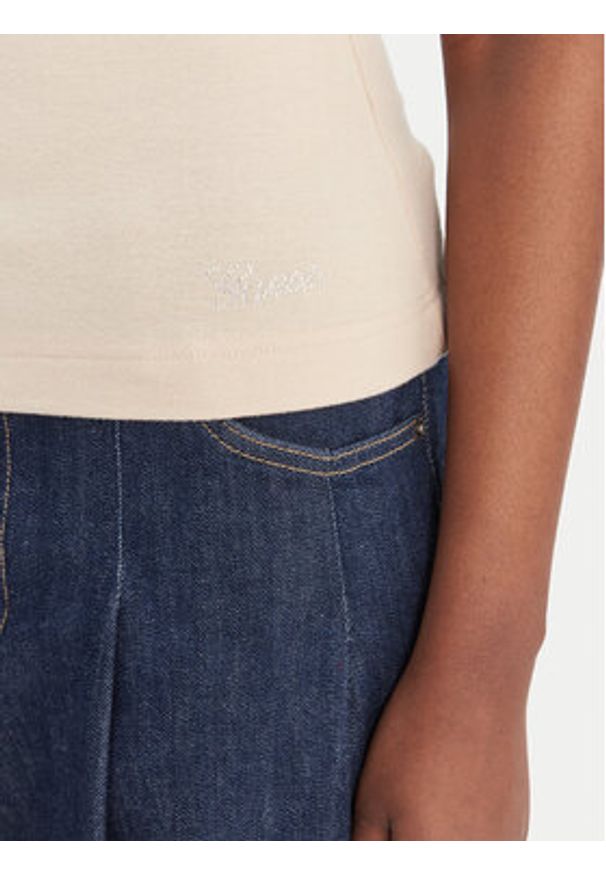 Guess Bluzka W6RP16 KD012 Beżowy Regular Fit. Kolor: beżowy. Materiał: syntetyk