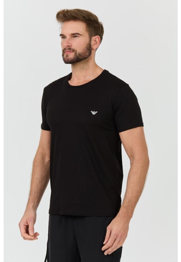 Emporio Armani - EMPORIO ARMANI Czarny t-shirt basique. Kolor: niebieski