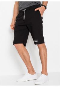 bonprix - Bermudy z dżerseju z czystej bawełny organicznej. Kolor: czarny. Materiał: jersey, bawełna. Wzór: nadruk #1