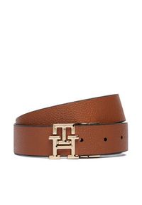 TOMMY HILFIGER - Tommy Hilfiger Pasek Th Logo Rev 3.0 Pebble AW0AW18691 Czarny. Kolor: czarny. Materiał: skóra #4