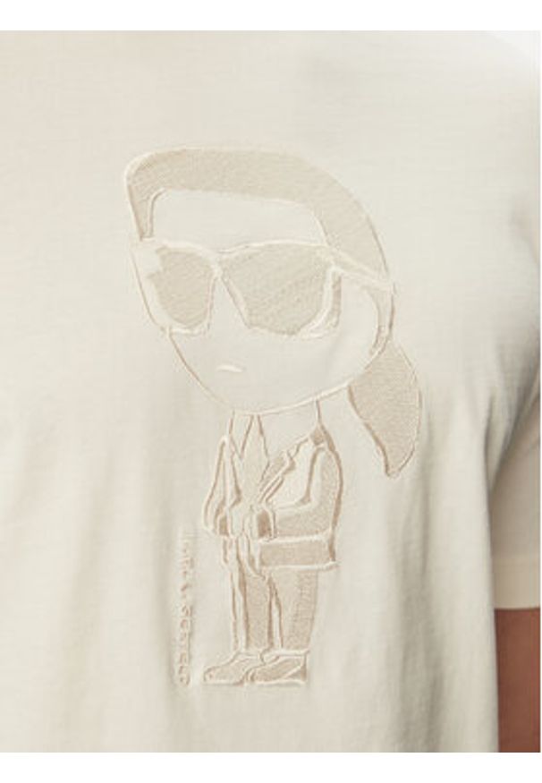 Karl Lagerfeld - KARL LAGERFELD T-Shirt 755040 563225 Biały Regular Fit. Typ kołnierza: dekolt w karo. Kolor: biały. Materiał: bawełna