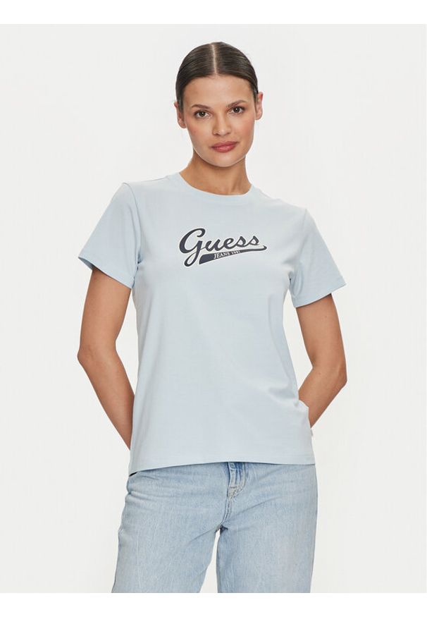 Guess Jeans T-Shirt 165657 Niebieski Classic Fit. Kolor: niebieski. Materiał: bawełna