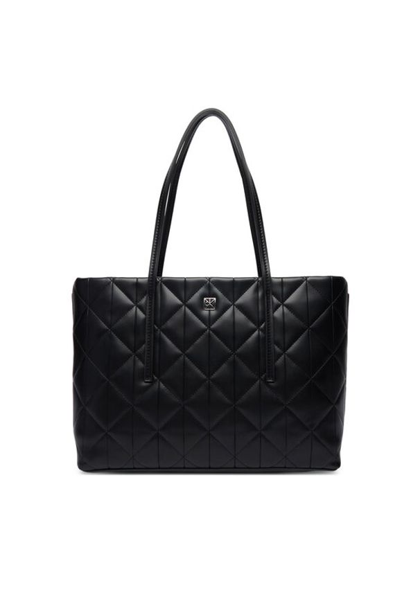 Calvin Klein Torebka Quilted Small Tote LV04F3325G Czarny. Kolor: czarny. Materiał: skórzane