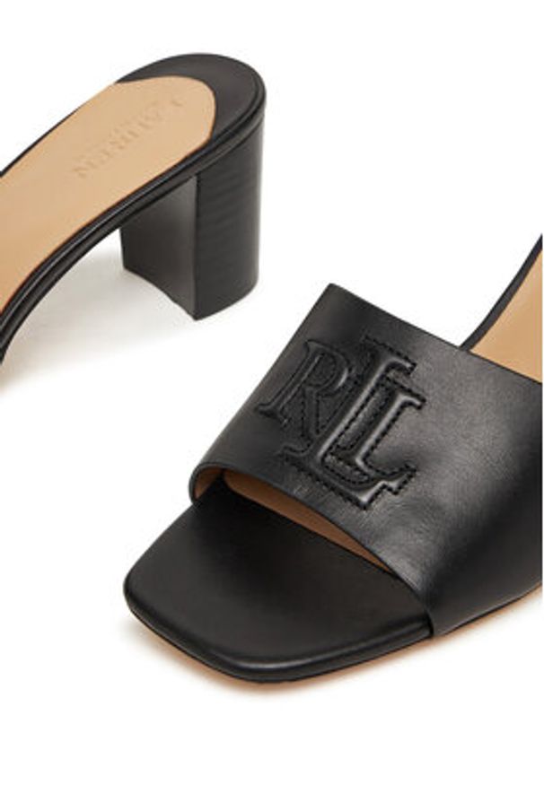 Lauren Ralph Lauren - LAUREN RALPH LAUREN Klapki Everley Block-Heel 802974364001 Czarny. Kolor: czarny. Materiał: skóra