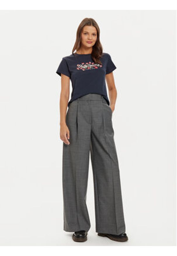Pepe Jeans T-Shirt Ginny PL505945 Granatowy Regular Fit. Kolor: niebieski. Materiał: bawełna